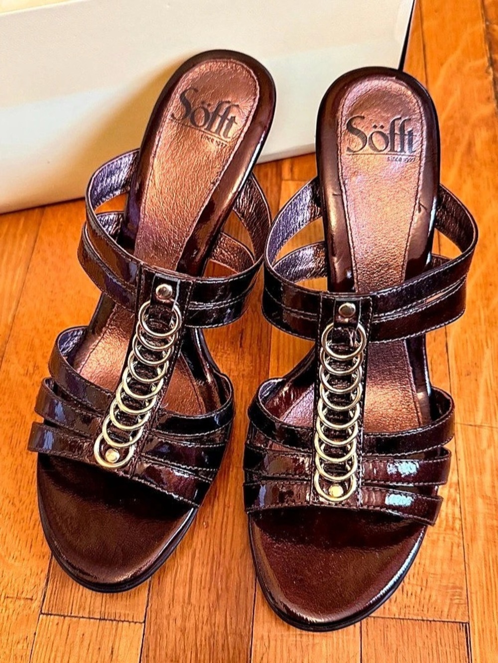 Söfft Isola Patent Strappy Heels Brown US 7.5